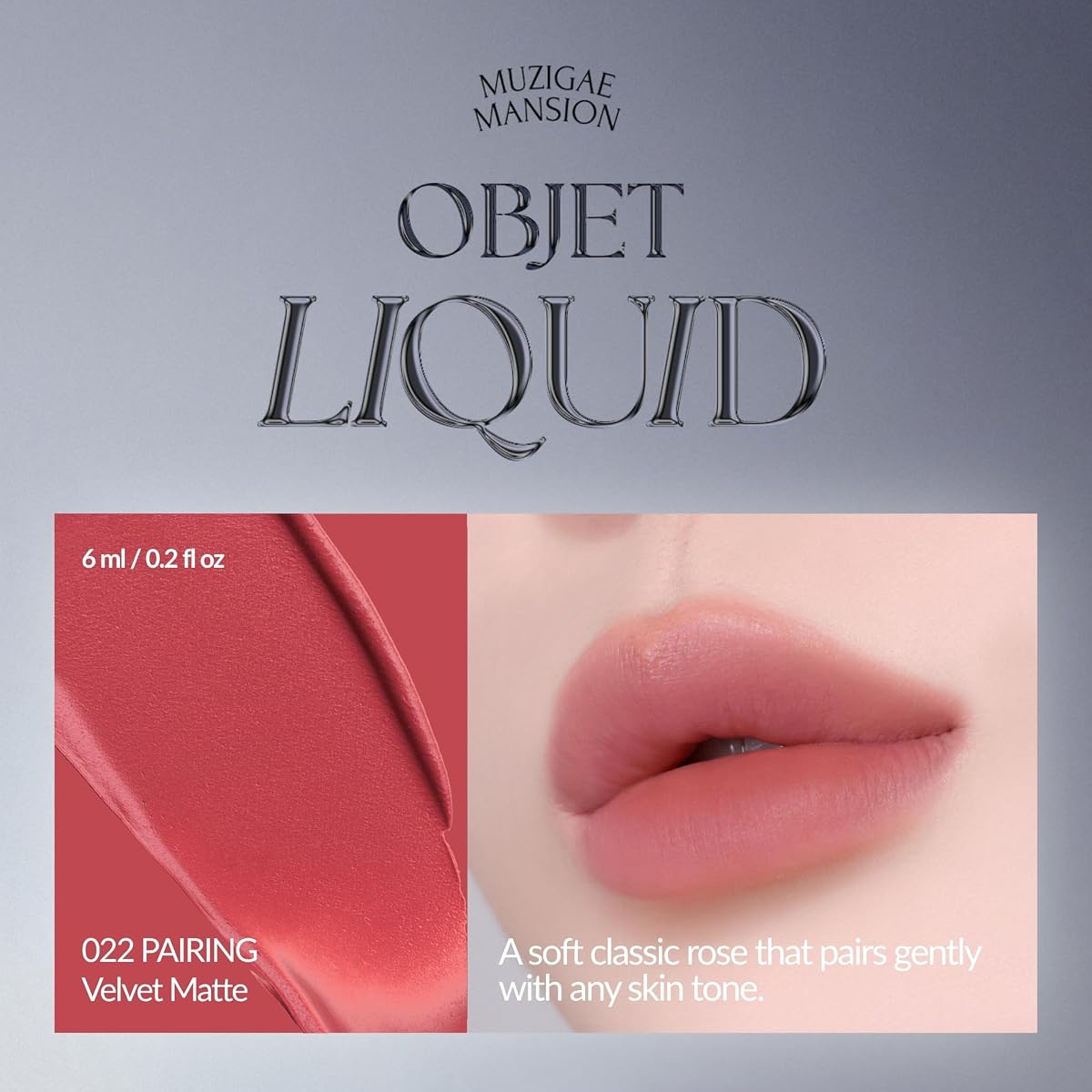 MUZIGAE Objet Lip Stain - Velvety Matte Liquid, Waterproof Finish, 6ml