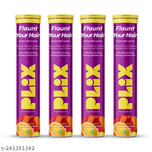 Plix Beauty Combo Heavenly Hair & Glowy Skin - 15 Effervescent Tablets, Pack of 4