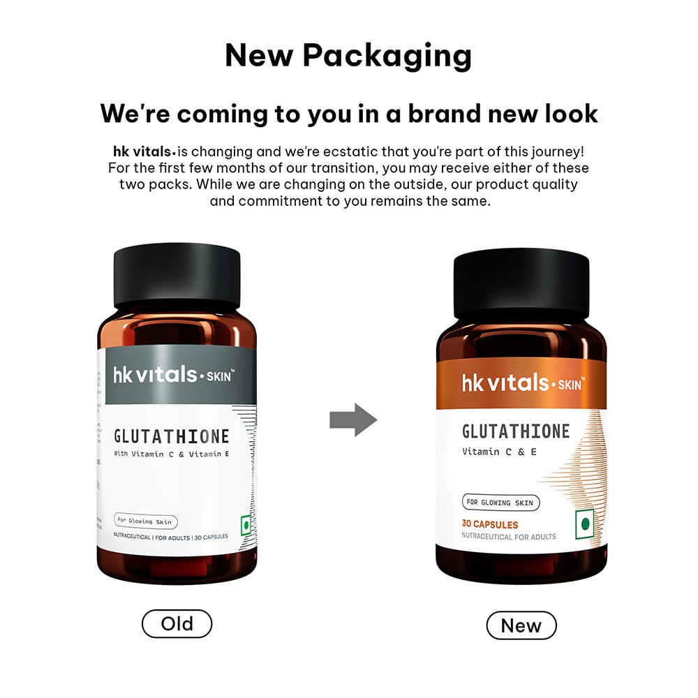 HK Vitals Glutathione Capsules with Vitamin C & E, Biotin - 30 Veg Capsules - Image 2