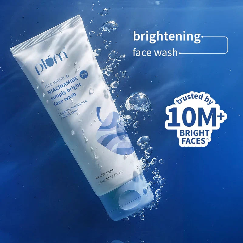 Plum Simply Bright 2% Niacinamide Face Wash With Rice Water - 50 ml