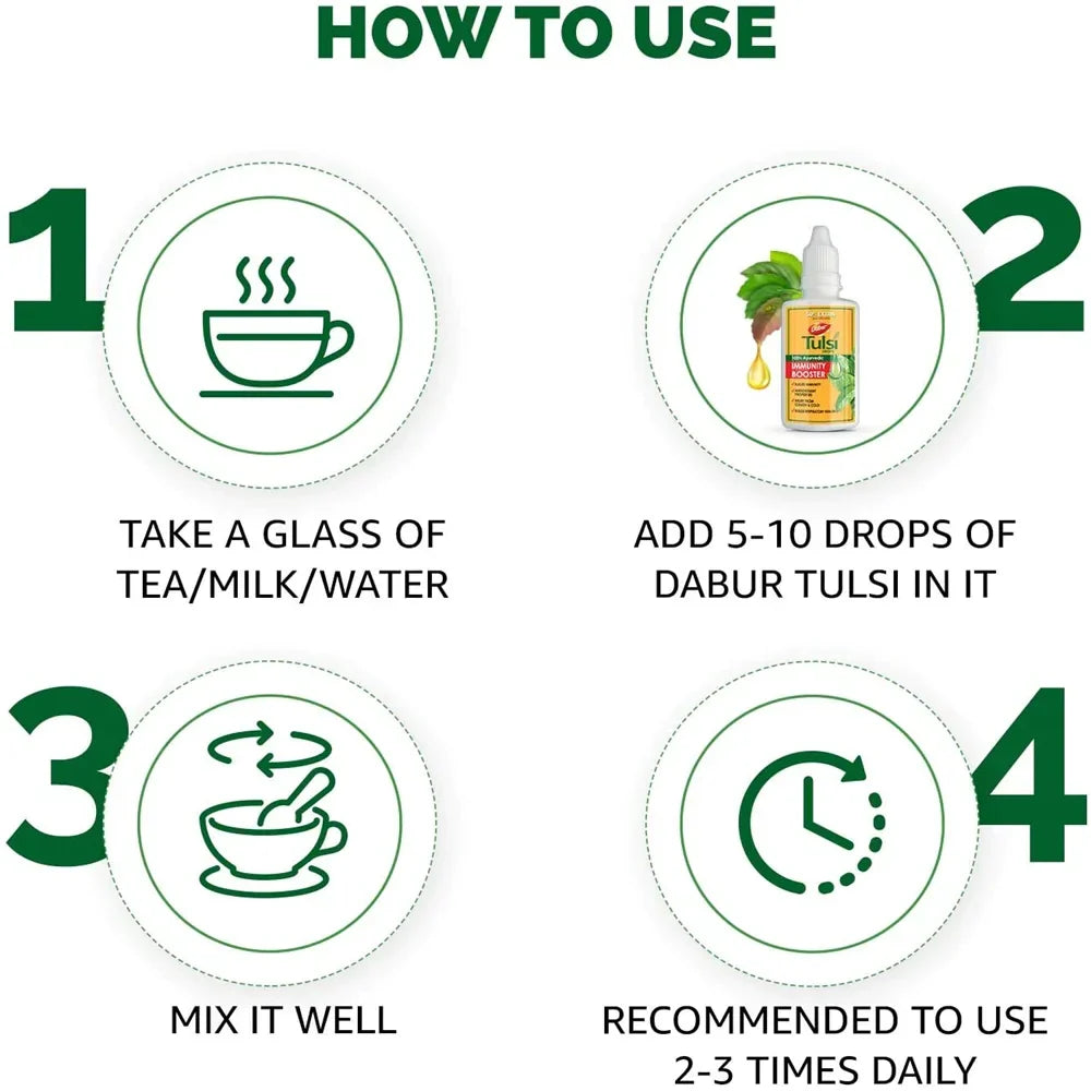 Dabur Tulsi Drops for Immune Support - Herbal Remedy, 30 mL - Image 5