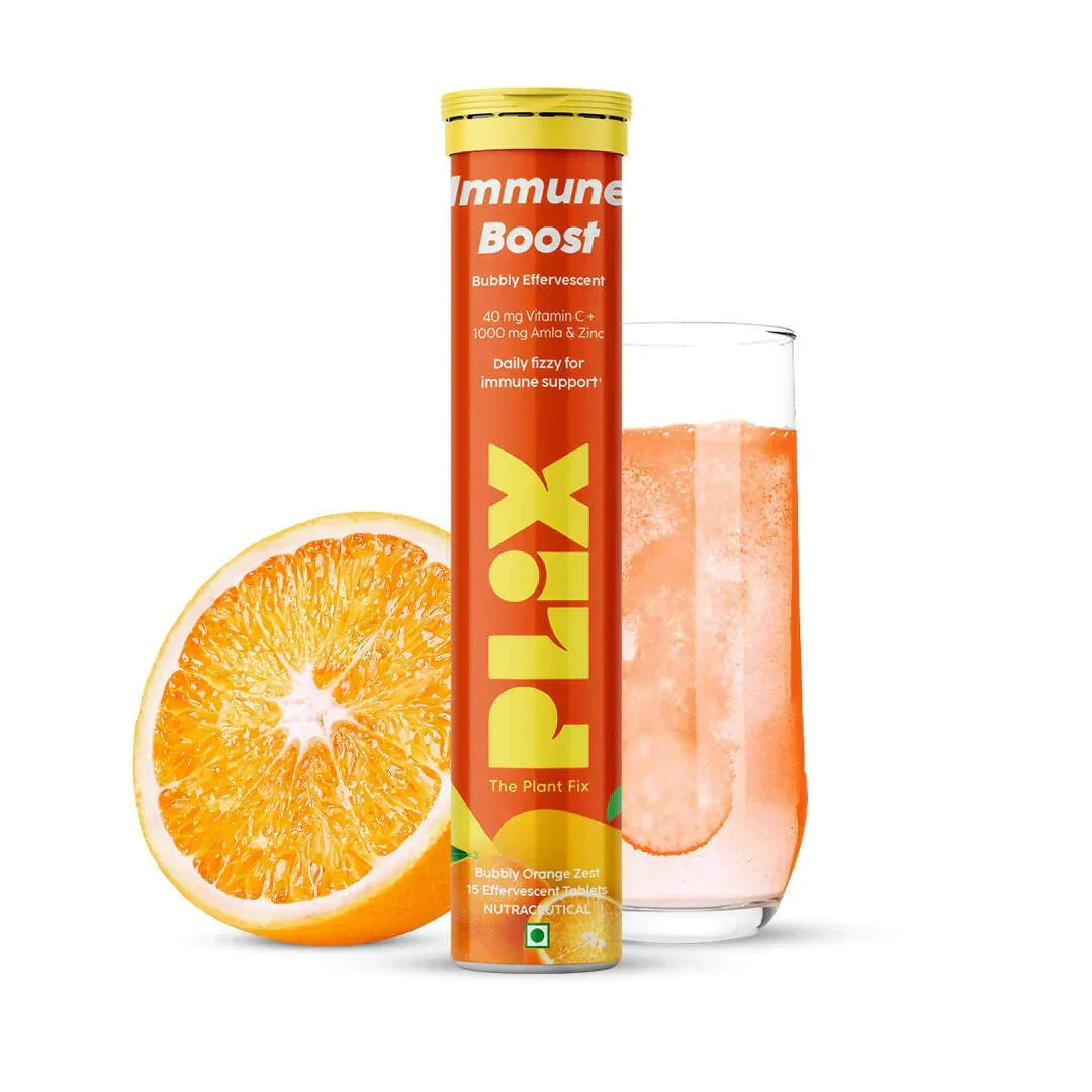 Plix Immune Boost Bubbly Orange Zest Effervescent Tablets - 15 Count