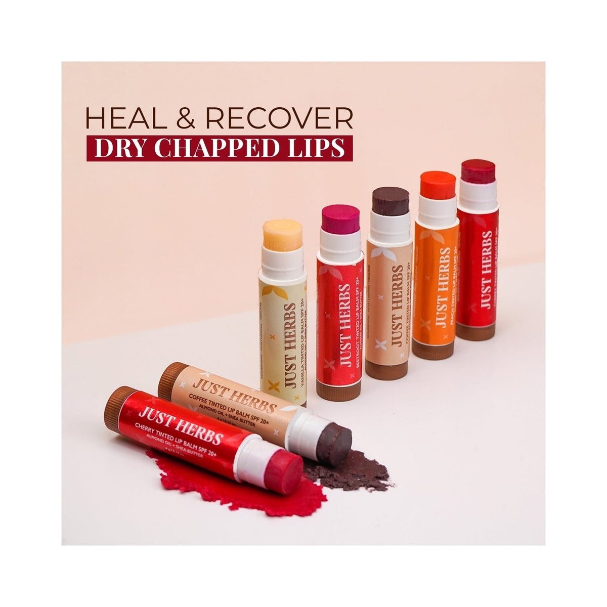 Just Herbs Tinted Lip Balm Cherry SPF 20+ - 4g - Image 6