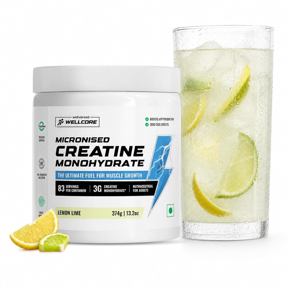 Wellcore Pure Micronised Creatine Powder - Lemon Lime, 83 Servings