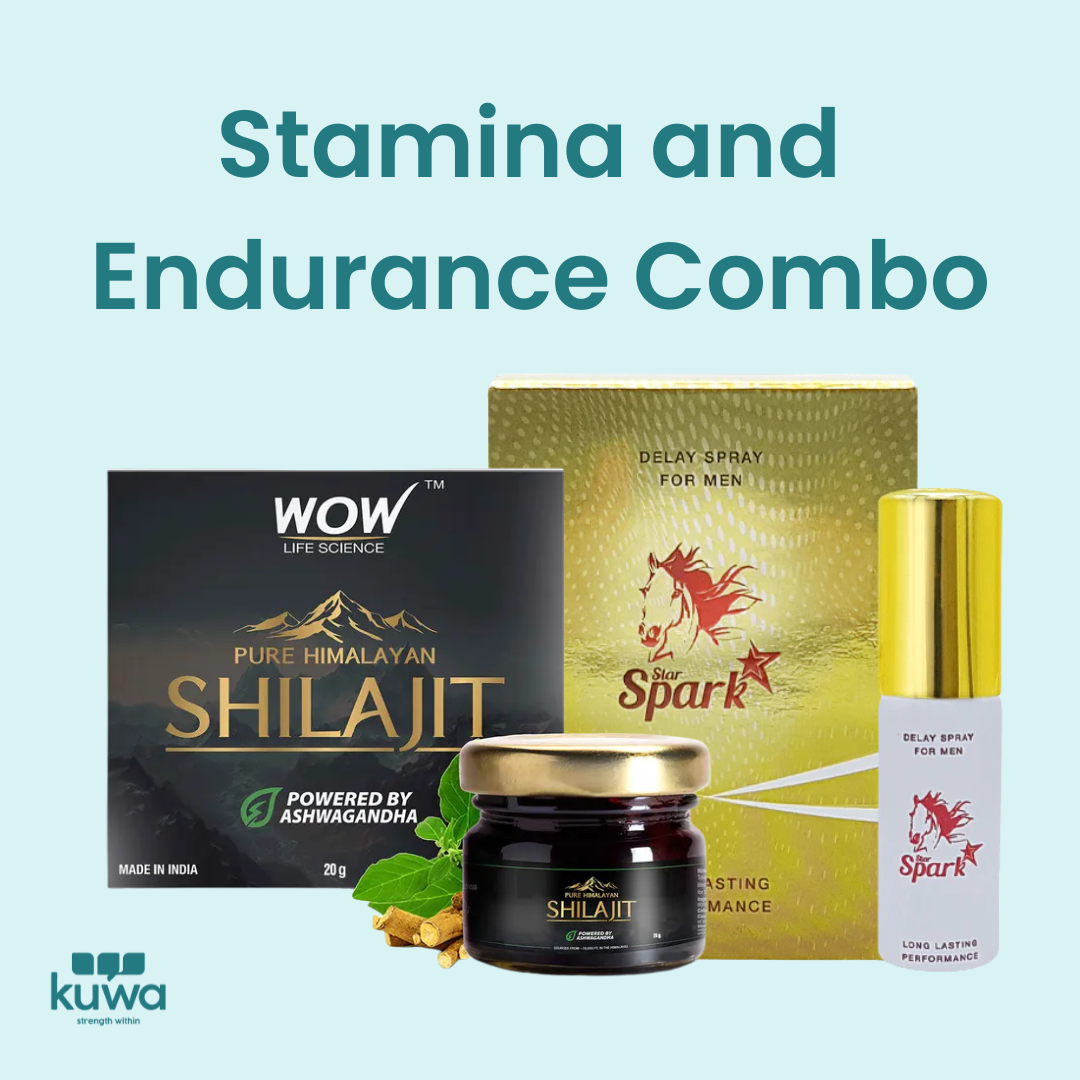 Wow Life Science Pure Himalayan Shilajit Resin | Powered By Ashwagandha - 20 G and Star Spark Delay Spray for men 12 ml Combo