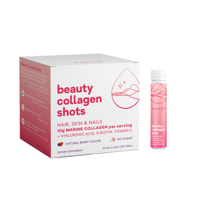 Nutrili Beauty Collagen Shots - 20 berry flavored shots of 25 mL