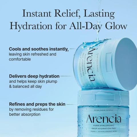 Arencia PDRN Hyaluronic Deep Hydration Toner Pads, 90 Count, 6.76 fl. oz, with 10 Types of Hyaluronic Acid for All Skin Types - Image 3