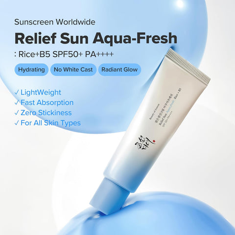 Beauty of Joseon Relief Sun Aqua-Fresh Sunscreen Rice + Panthenol SPF 50+ PA++++ Lightweight Daily UV Protector for Acne-Prone Sensitive Skin Korean skincare for Men and Women 50ml - Image 3