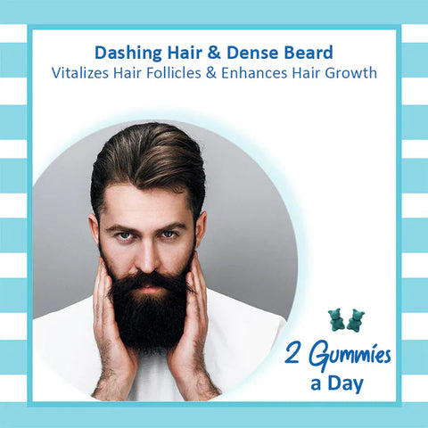 Power Gummies Dapper Hair & Beard Gummies, 60