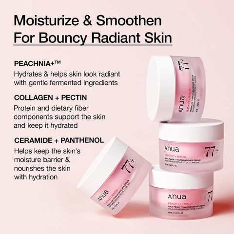Anua Peach Niacinamide Cream, Face Moisturizer for Dry Skin with Vitamin B12, Collagen, Ceramide, Panthenol, Korean Skin Care for Glass Skin (50ml, 1.69 fl.oz.) - Image 4