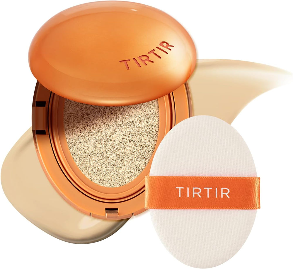 TIRTIR Mask Fit Ai Filter Cushion Foundation | AI-Like Semi-Matte Finish - Up to 72-Hour Medium to Full Coverage Korean BB Cushion Make up Beauty, #21W Natural Ivory, 0.63 Fl Oz