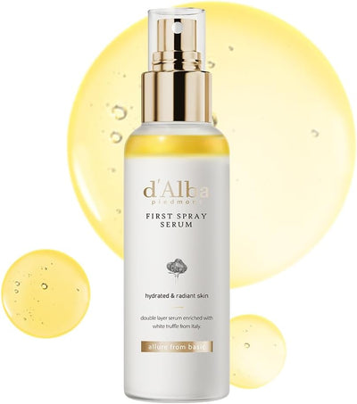 d'Alba Italian White Truffle First Spray Serum, Hydrating Face Moisturizer, Glow Serum for Radiant Skin, Non Comedogenic, All In One Mist, Vegan & Desert-Adapted 100ml