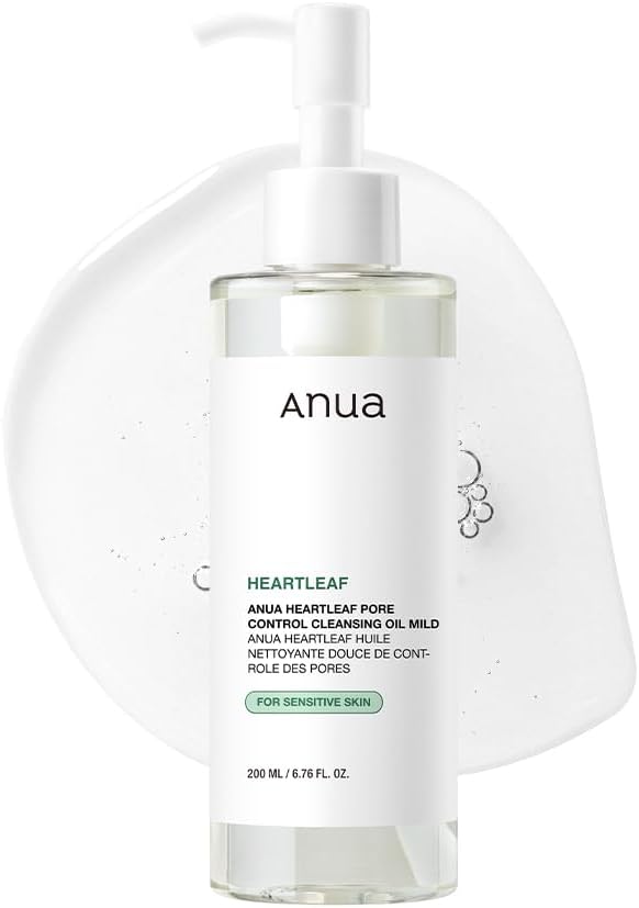 ANUA Heartleaf Pore Cleansing Oil MILD, Sensitive Skin Face Wash, Oil Cleanser for Face, Makeup Blackhead Remover, Korean Skin Care, Non-Comedogenic, Fragrance Free 6.76 fl oz(200ml)