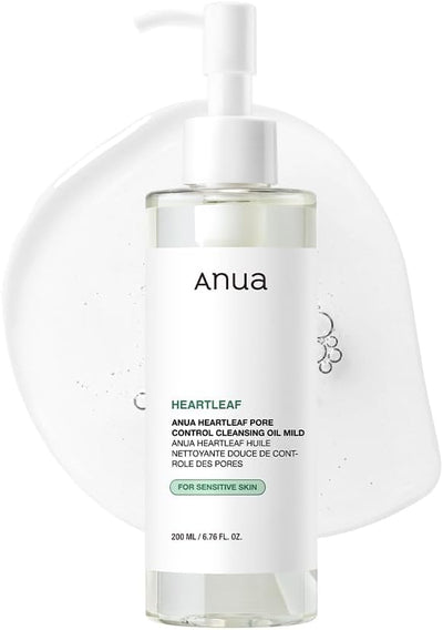 ANUA Heartleaf Pore Cleansing Oil MILD, Sensitive Skin Face Wash, Oil Cleanser for Face, Makeup Blackhead Remover, Korean Skin Care, Non-Comedogenic, Fragrance Free 6.76 fl oz(200ml)