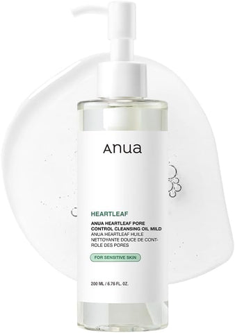 ANUA Heartleaf Pore Cleansing Oil MILD, Sensitive Skin Face Wash, Oil Cleanser for Face, Makeup Blackhead Remover, Korean Skin Care, Non-Comedogenic, Fragrance Free 6.76 fl oz(200ml)