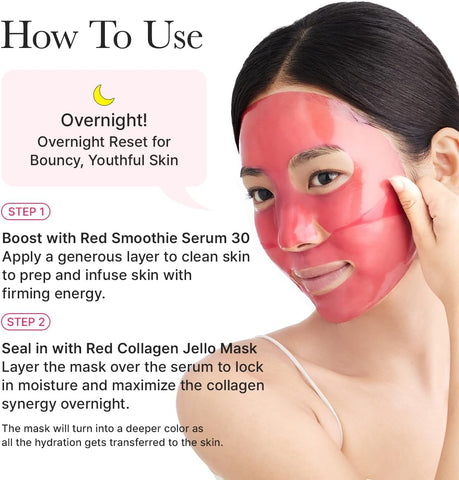 ARENCIA Red Collagen Jello Mask, Plump & Hydrating x 4ea, Overnight Hydrogel Mask for Dry, Mature Skin, Packed with Collagen, 5 Peptides, 2% Niacinamide - Image 8