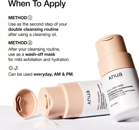 ANUA Rice Enzyme Brightening Cleansing Powder, Rice Mask, Ceramide, Gentle Face Wash for Brightening, Radiant Skin, Facial Cleanser for Dry Skin, Korean Skincare, Fragrance Free, 40g/1.41fl.oz. - Image 7