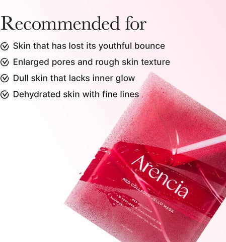 ARENCIA Red Collagen Jello Mask, Plump & Hydrating x 4ea, Overnight Hydrogel Mask for Dry, Mature Skin, Packed with Collagen, 5 Peptides, 2% Niacinamide - Image 5