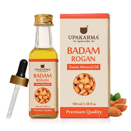 Upakarma Ayurveda Badam Rogan Sweet Almond Oil, 100ml - Hair & Skin Care