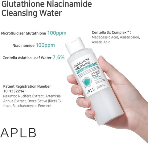 APLB Glutathione Niacinamide Cleansing Water | LIPO GLUTA NIAC CEN™ 7.8% 5.41 FL.OZ/Korean Skincare, Makeup remover for sensitive skin, Deep Hydration, Pore care - Image 4