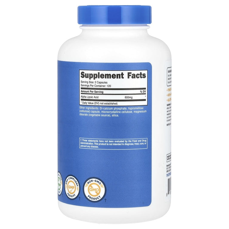 Nutricost Alpha Lipoic Acid 600mg - Gluten Free, Vegetarian, Soy Free, 240 Capsules - Image 2
