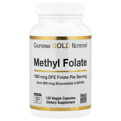 California Gold Nutrition Methyl Folate & Vitamin C Capsules - 120 Veggie Capsules