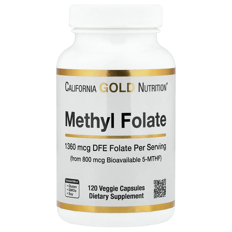 California Gold Nutrition Methyl Folate & Vitamin C Capsules - 120 Veggie Capsules