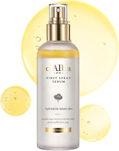 d'Alba Italian White Truffle First Spray Serum, Hydrating Face Moisturizer, Glow Serum for Radiant Skin, Non Comedogenic, All In One Mist, Vegan & Desert-Adapted 180ml