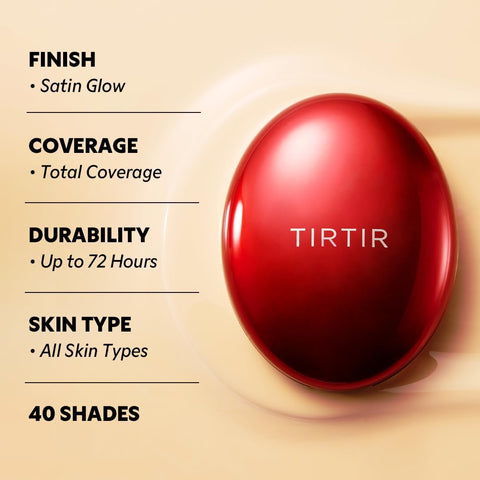 TIRTIR Mask Fit Red Cushion Foundation | Japan's No.1 Choice for Glass skin, Long-Lasting, Lightweight, Buildable Coverage, Semi-Matte (21N Ivory, 0.63 Fl Oz (Pack of 1)) - Image 5