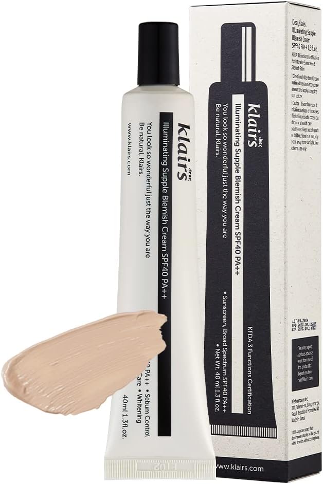 DearKlairs] Illuminating Supple Cream SPF40 PA++, light coverage, Natural look with hydrating finish, Hypoallergenic, For dry, sensitive skin