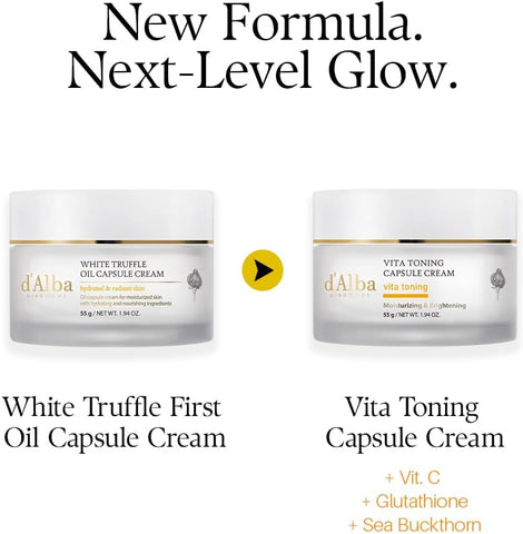 d'Alba Vita Toning Capsule Cream Brightening & Instant Radiance Cream, Enriched with Vitamin C, Glutathione, and Italian White Truffle for Dull Skin, Dark Spots & Signs of Aging, Vegan Formula 55g - Image 2