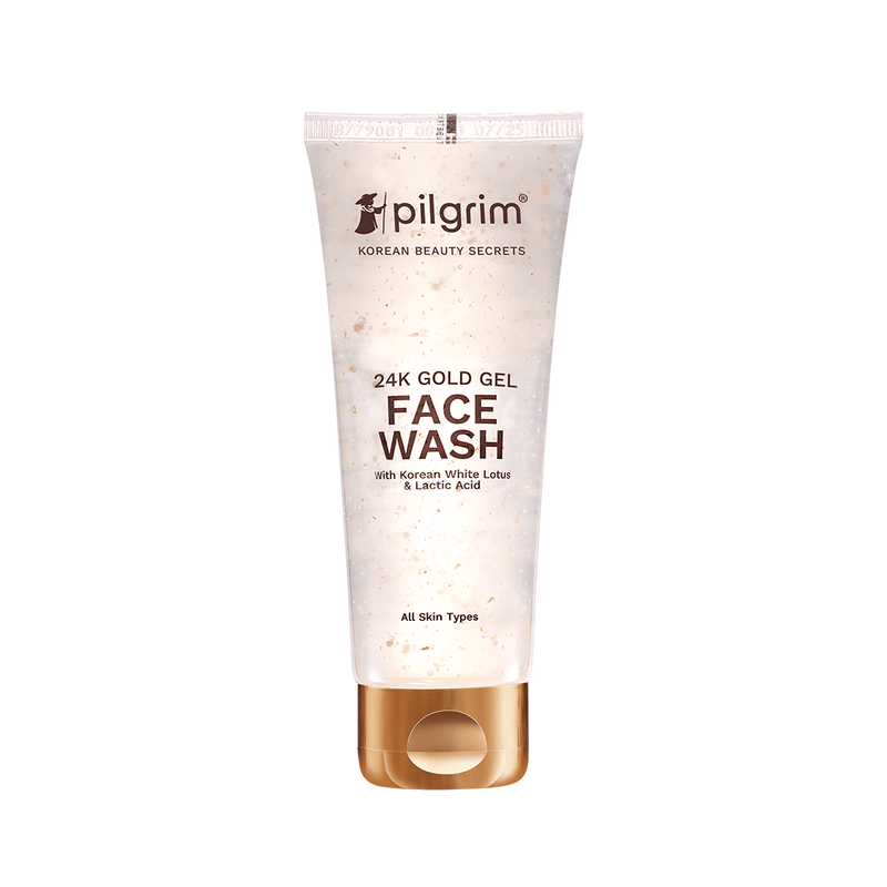 Pilgrim 24K Gold Gel Face Wash with Korean White Lotus & Lactic Acid - 80ml