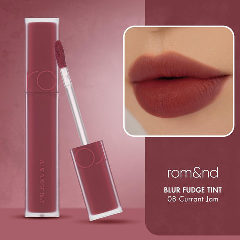 rom&nd BLUR FUDGE TINT | matte lipstick| light weight| cream type| super stay| k-beauty| highly pigment|moisturizing,0.17oz (08 CURRENT JAM) - Image 3