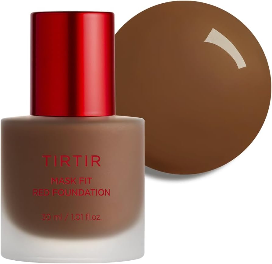 TIRTIR Mask Fit Red FoundationㅣLong Lasting Flawless Coverage, Energy Essence, Lightweight, Hydrating, Pore-Blurring, Breathable Satin Finish, Makeup, Radiant Skin, #45W Chestnut, 1.01 Fl Oz