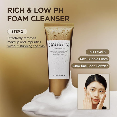 SKIN1004 Madagascar Centella Double Cleansing Duo (Centella Ampoule Foam + Centella Light Cleansing Oil) - Image 4
