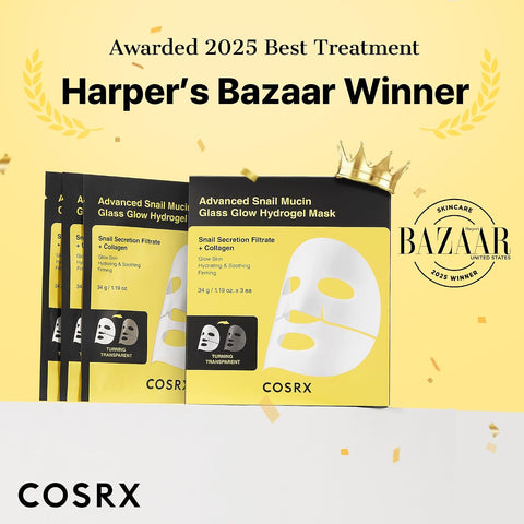 COSRX Advanced Snail Mucin Glass Glow Hydrogel Face Masks Skincare 3 EA, Collagen Face Mask, Travel Essentials, Overnight Face Mask, Korean Skin Care - Image 2