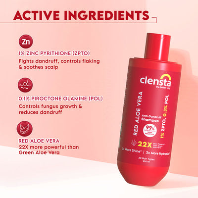 Clensta Red Aloe Vera Anti-Dandruff Shampoo, 250ml - Image 3