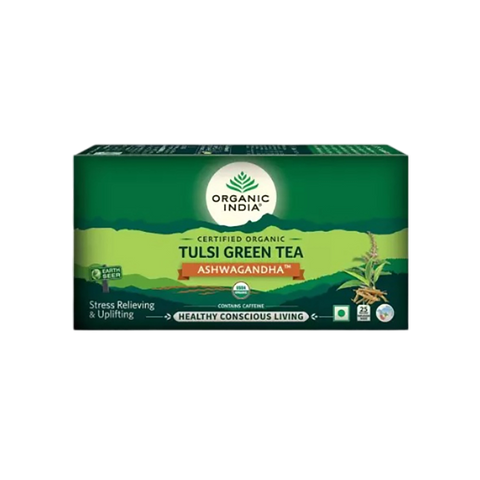 ORGANIC INDIA Tulsi Green Tea Ashwagandha 25 Tea Bags