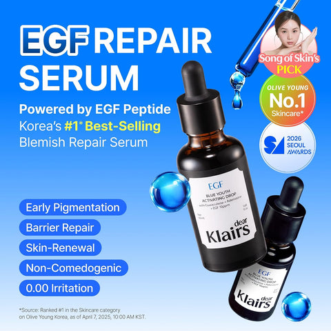 Klairs Midnight Blue Youth Activating Drop, 20 ml | Dual EGF, Peptides, Guaiazulene Adenosine, Night Serum, Watery, Light Texture… - Image 2
