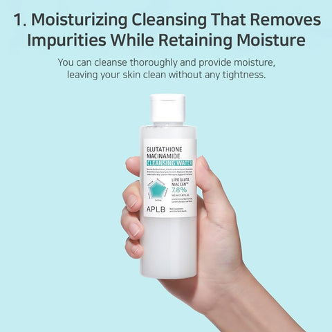 APLB Glutathione Niacinamide Cleansing Water | LIPO GLUTA NIAC CEN™ 7.8% 5.41 FL.OZ/Korean Skincare, Makeup remover for sensitive skin, Deep Hydration, Pore care - Image 7
