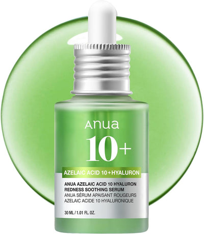 Anua Azelaic Acid 10 Hyaluron Redness Soothing Serum, Facial Serum for Sensitive skin, Hyaluronic Acid, Niacinamide, Spot Care, Natural Color, Vegan, Korean Skincare (30ml/ 1.01 fl oz.)