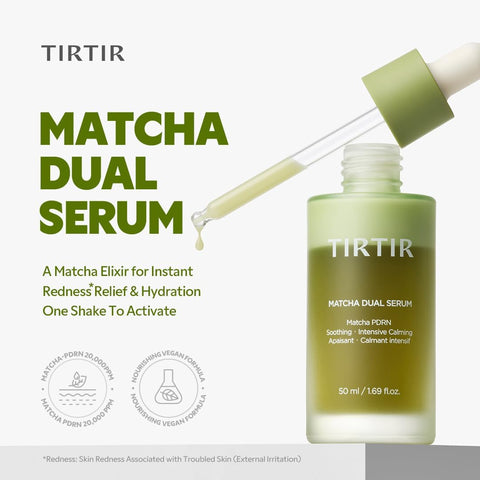 TIRTIR Matcha Dual Serum | Irritated Red Skin Relief & Glass Glow with 20,000ppm Vegan Matcha PDRN, 5% Niacinamide, Hydrating Non-Sticky Korean Face Serum for Sensitive & Acne-Prone Skin - Image 3