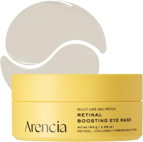 ARENCIA Retinal Boosting Eye Mask, Hydrogel Under Eye Patches with Peptides for Dark Circles, Puffiness, Fine Lines, 60 Patches