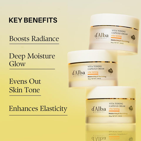 d'Alba Vita Toning Capsule Cream Brightening & Instant Radiance Cream, Enriched with Vitamin C, Glutathione, and Italian White Truffle for Dull Skin, Dark Spots & Signs of Aging, Vegan Formula 55g - Image 5
