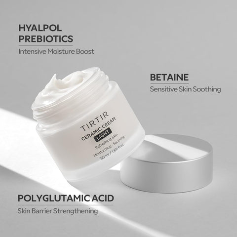 TIRTIR Ceramic Cream Light | Deep moisturizer for Glass Skin, Polyglutamic acid, Centella Asiatica Extract, Skin barrier, Lightweight, Mild, Nature derived ingredients, Dry skin, Korean skincare - Image 4