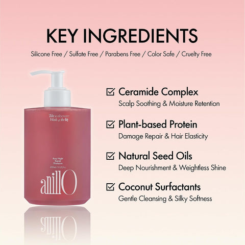 ANILLO Rosy Night Repair Shampoo – Anti-Dandruff & Damage Repair with Damask Rose Water & Ceramide – Color Safe, Silicone & Sulfate Free 450ml / 15.22 fl. Oz - Image 3