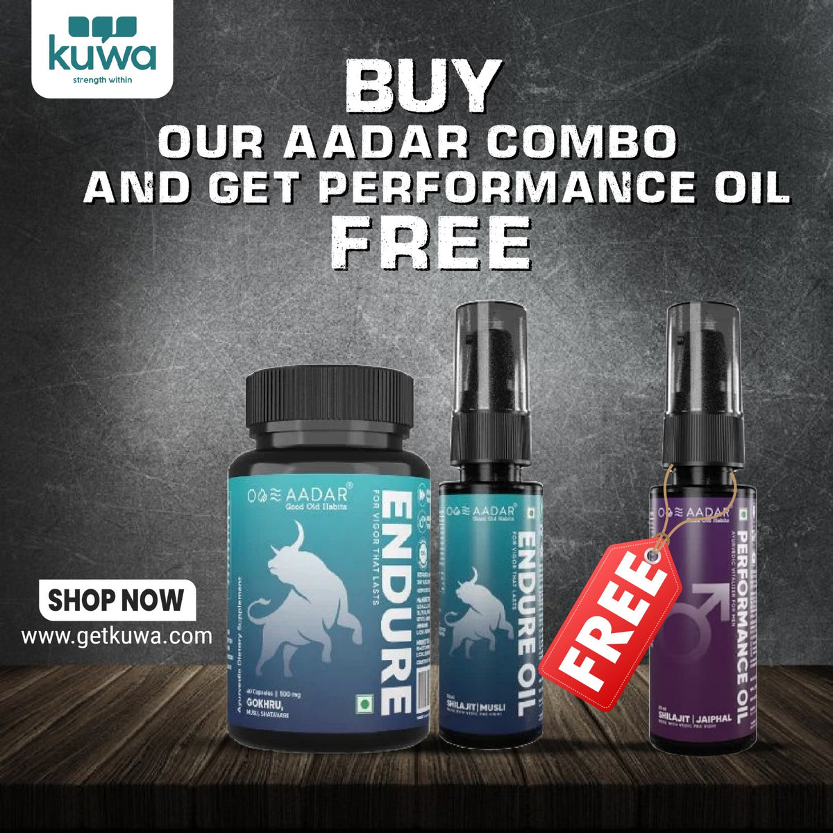 Aadar Endure Bundle and get Perofmance oil Free