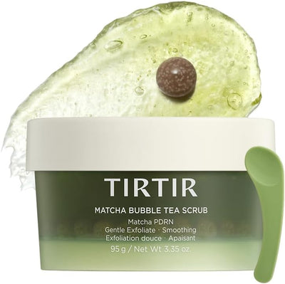 TIRTIR Matcha PDRN Bubble Tea Scrub | Soft Low-pH 6.6 Exfoliator, 5,000ppm Vegan Matcha PDRN, 6 Ceramide Complex, Redness Relief for Sensitive Skin, Korean Skincare, All Skin Types, (100g, 3.52oz)