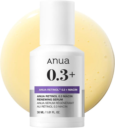 ANUA Retinol 0.3 Niacin Renewing Serum, For Anti-Aging with Hydration, Textured & Glass skin, 5% Niacinamide, Retinol For Face, Gentle for Beginner, Korean Skin Care, 30ml /1.01 fl.oz.