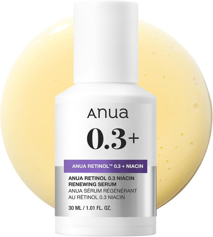 ANUA Retinol 0.3 Niacin Renewing Serum, For Anti-Aging with Hydration, Textured & Glass skin, 5% Niacinamide, Retinol For Face, Gentle for Beginner, Korean Skin Care, 30ml /1.01 fl.oz.
